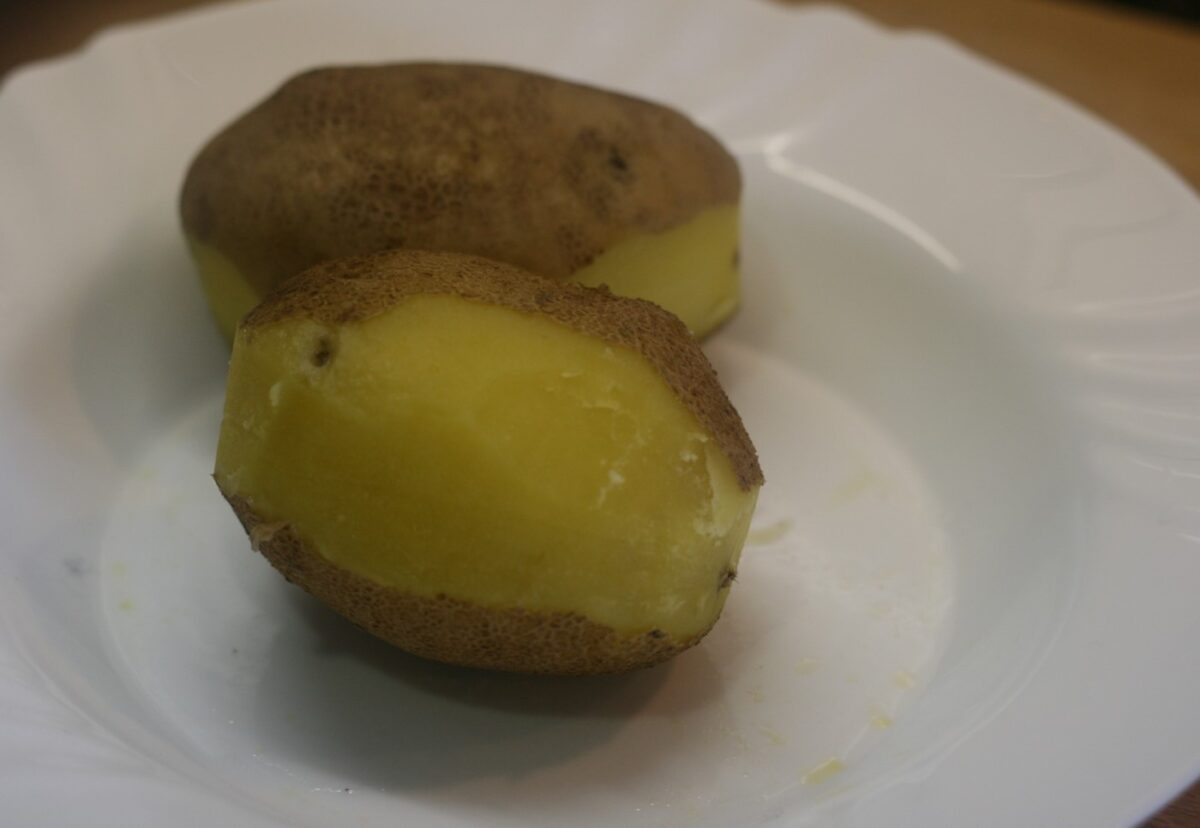 Milhojas de trucha con patatas y verduras