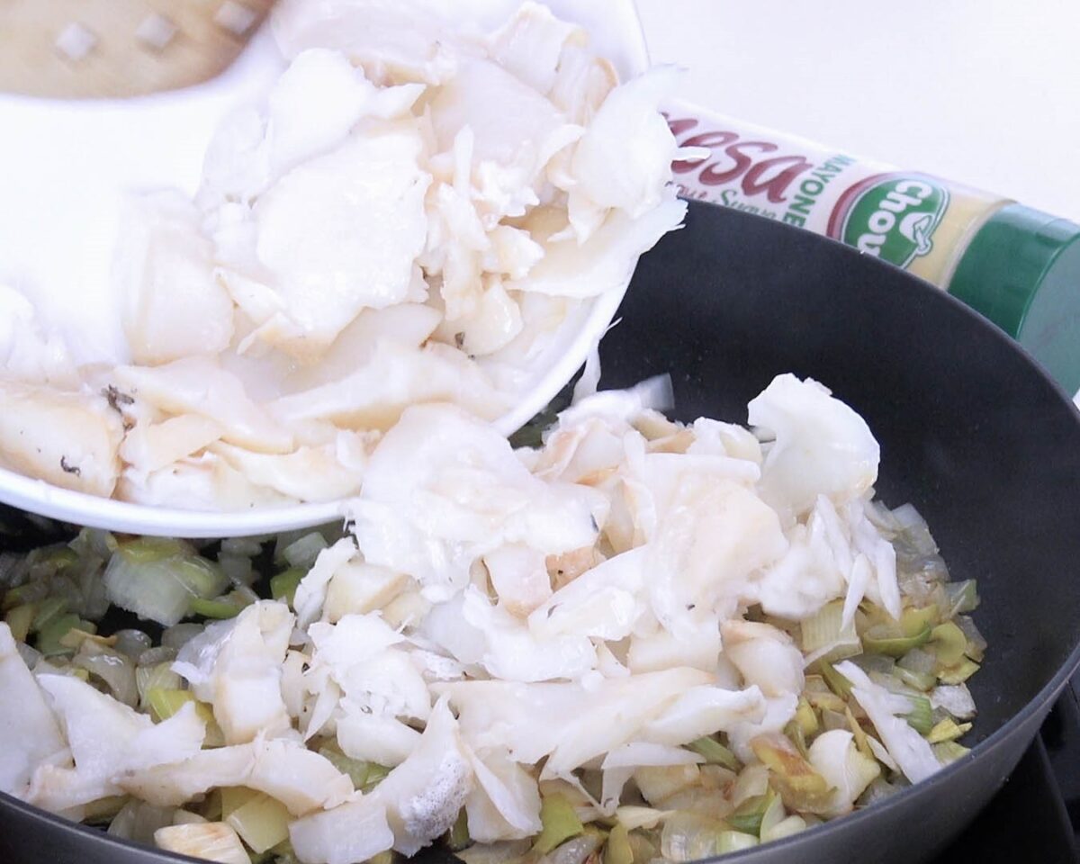 Bacalao gratinado con mayonesa