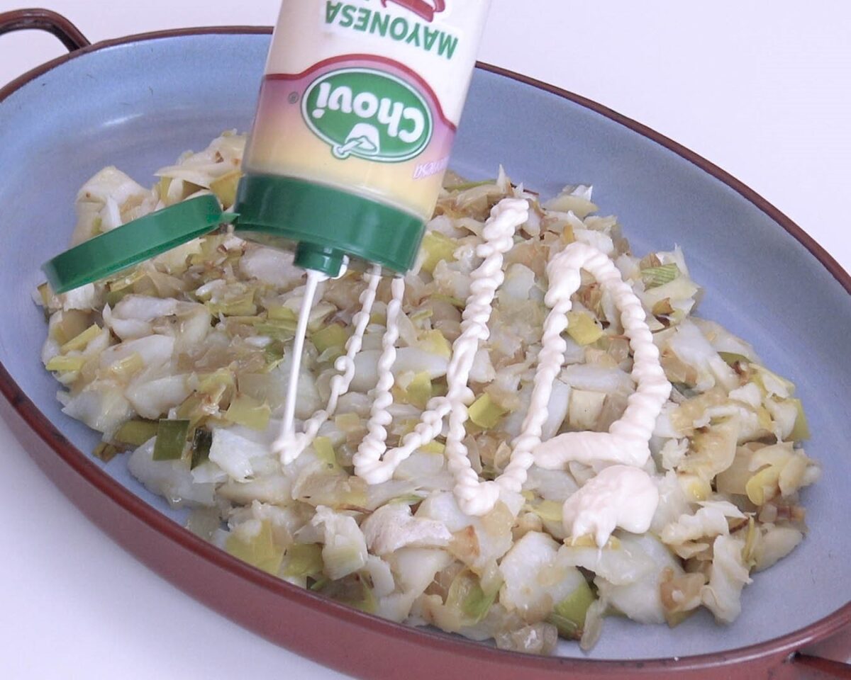 Bacalao gratinado con mayonesa