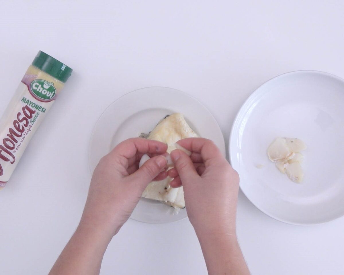 Bacalao gratinado con mayonesa