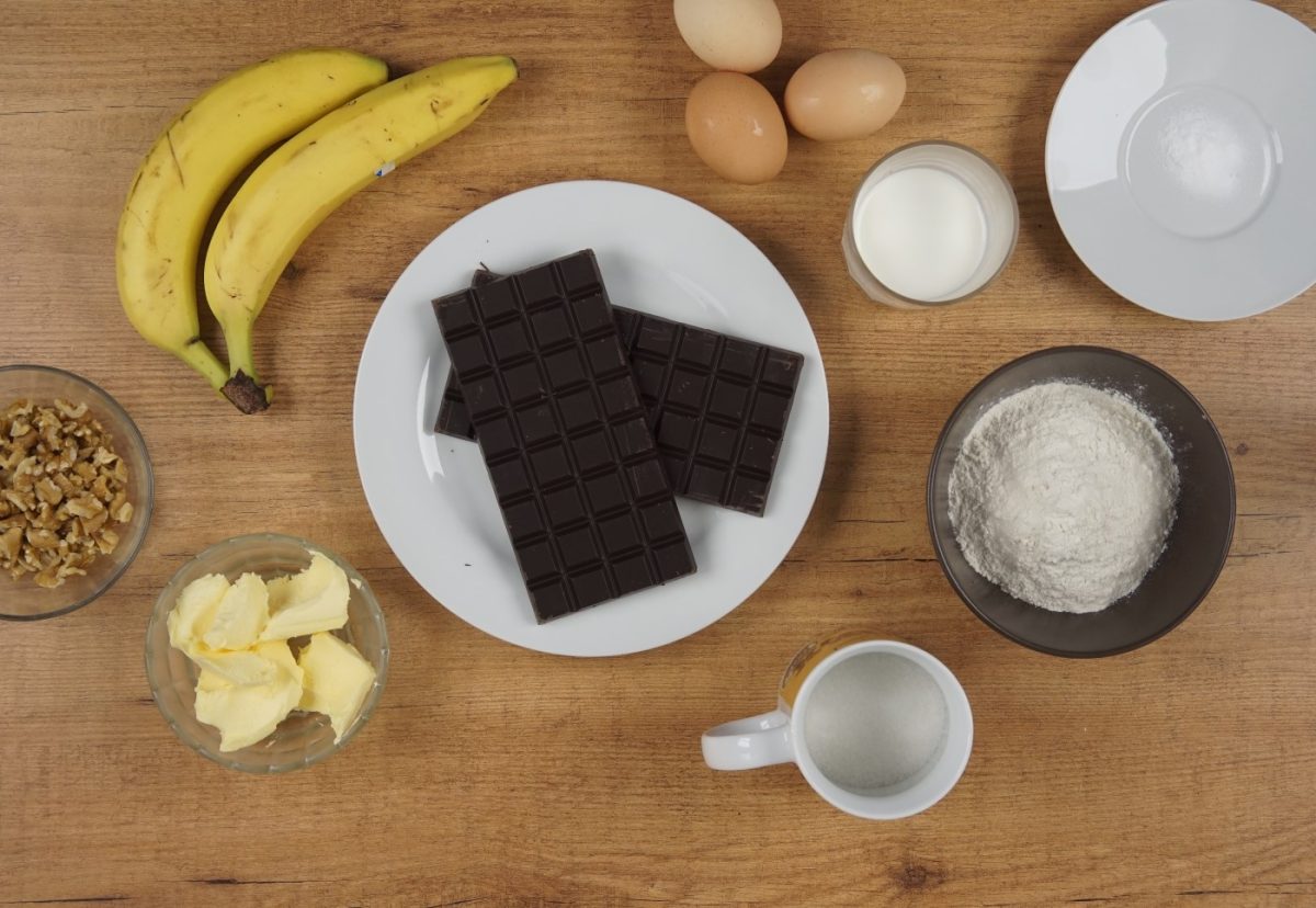 Brownie de chocolate y plátano
