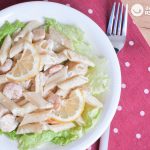Ensalada de pasta con gambas y vieiras