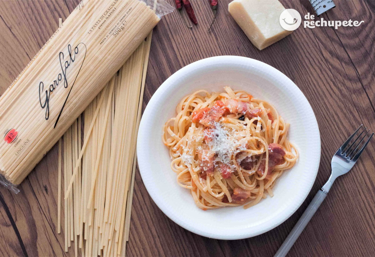 Pasta con salsa Amatriciana (Spaghetti alla Amatriciana)