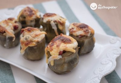 Alcachofas con jamón gratinadas al horno