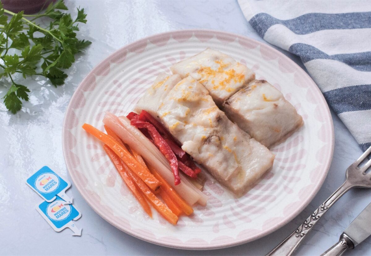 Corvina en papillote con verduras