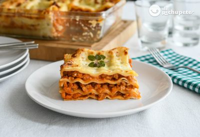 Lasaña vegetariana con soja texturizada