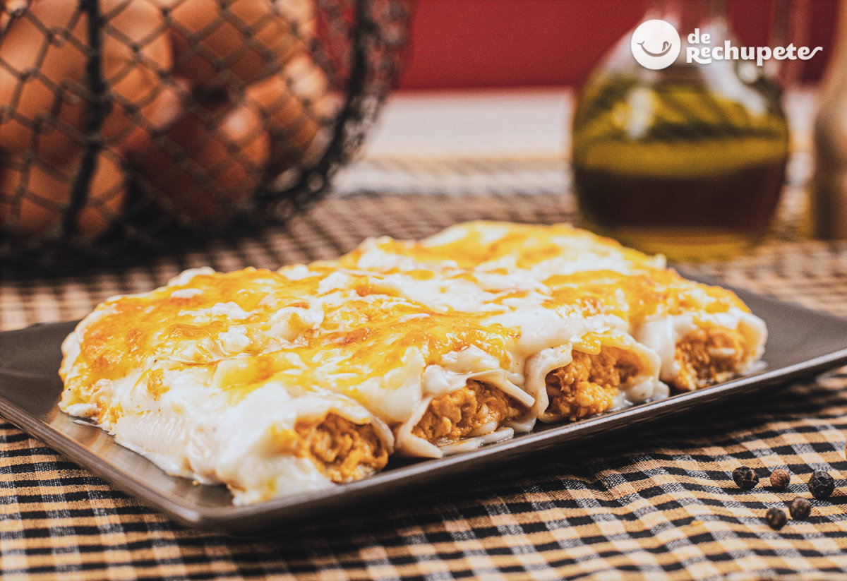 Canelones rellenos de atún. Receta casera fácil