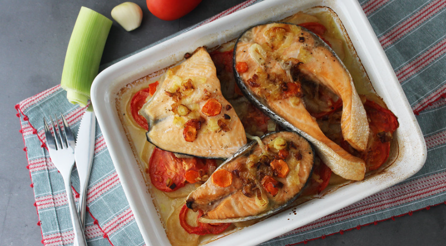 Rodajas de salmón al horno presentación