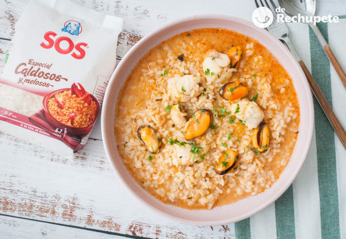 Arroz caldoso de rape y mejillones perfecto para Navidad