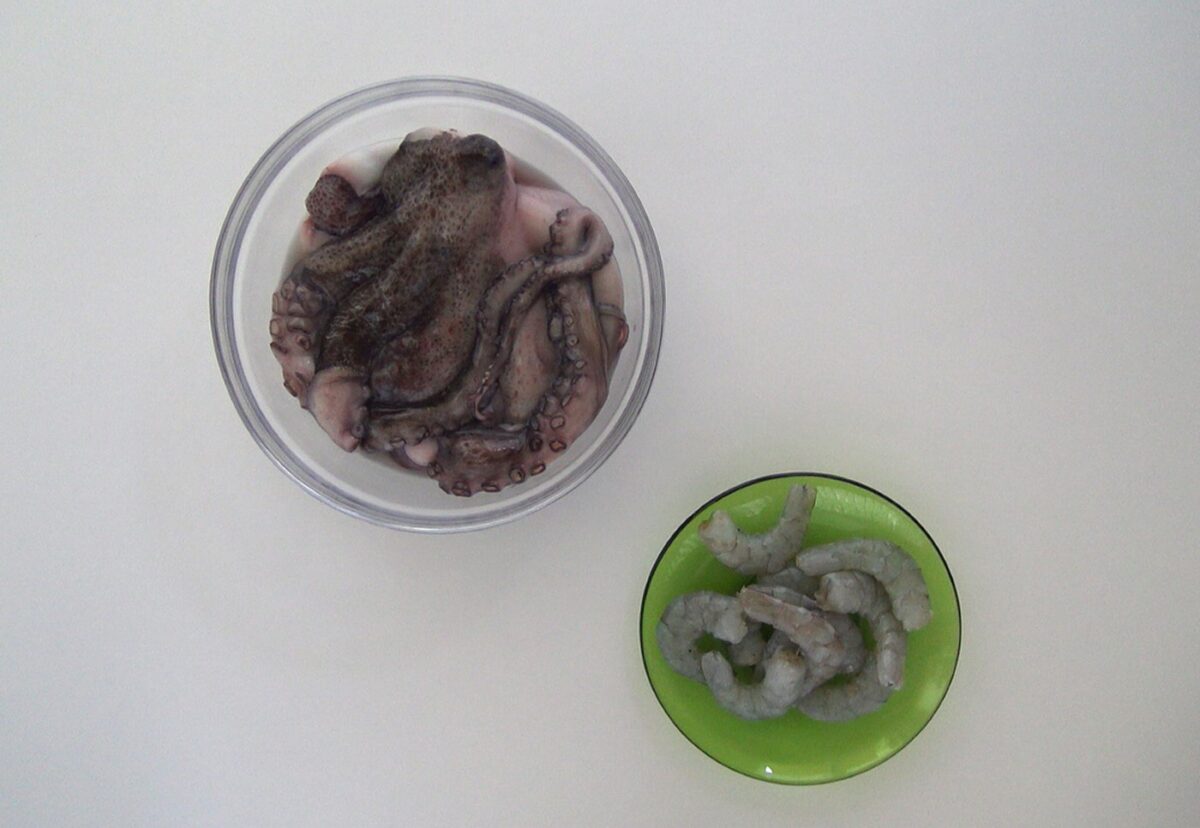 Guiso de pulpo y langostinos con patatas