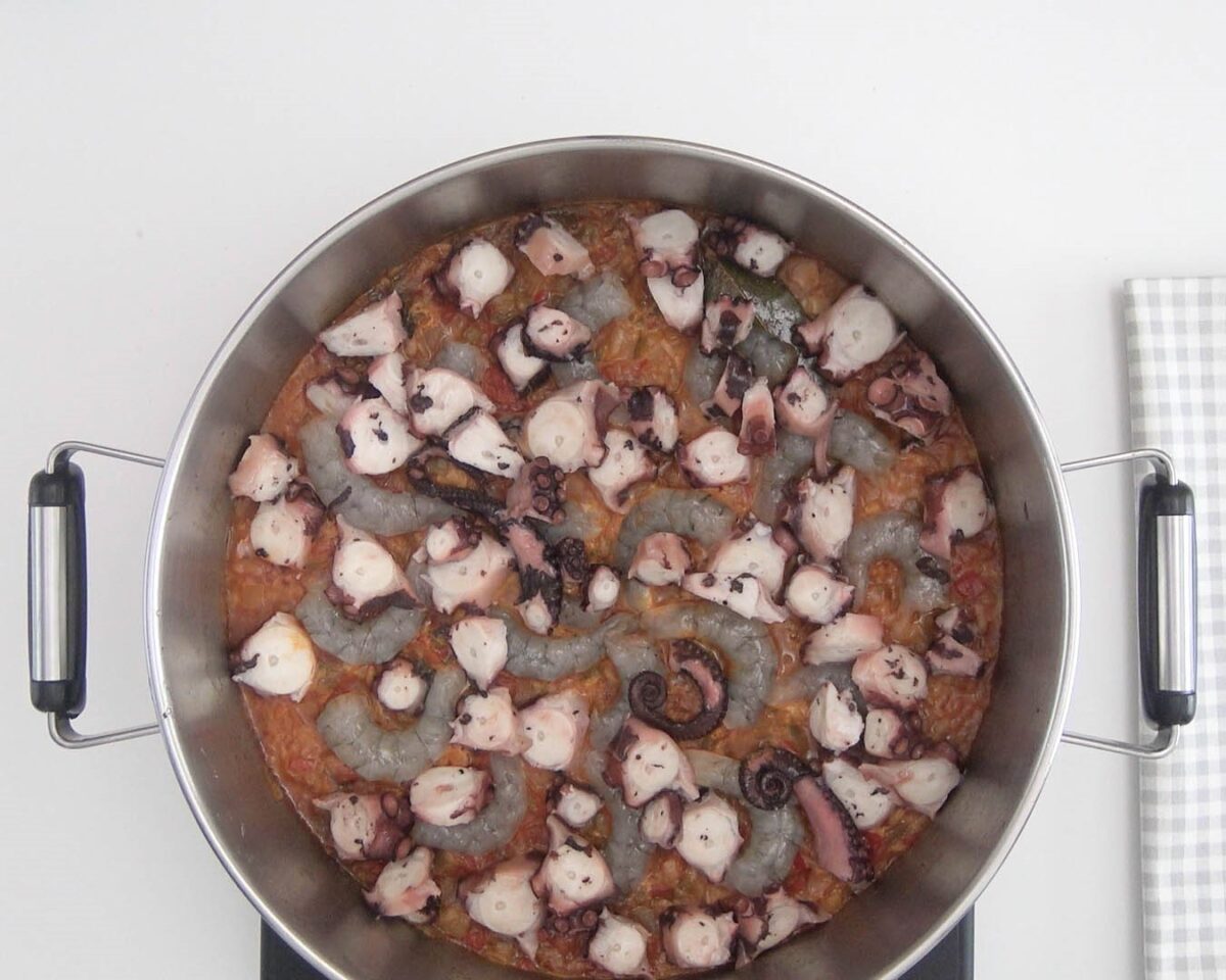 Arroz con pulpo y gambas