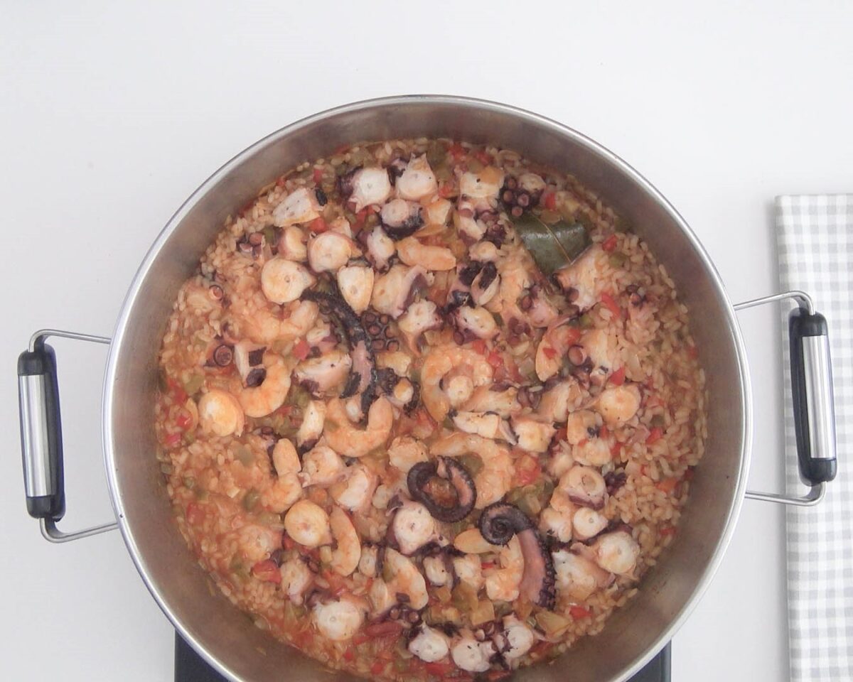 Arroz con pulpo y gambas