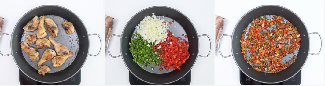 Paella de pollo. Receta de arroz fácil y barata