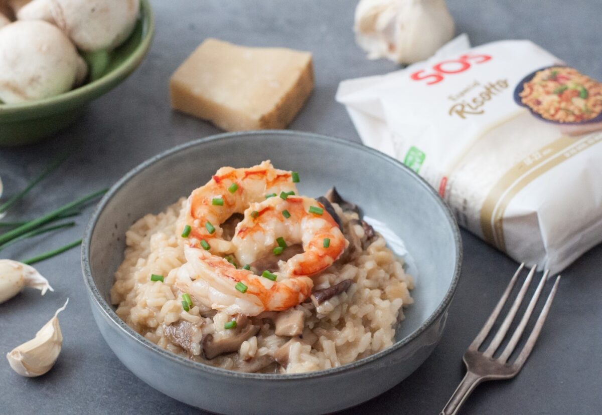 Risotto de setas y gambas. Receta casera para disfrutar del otoño