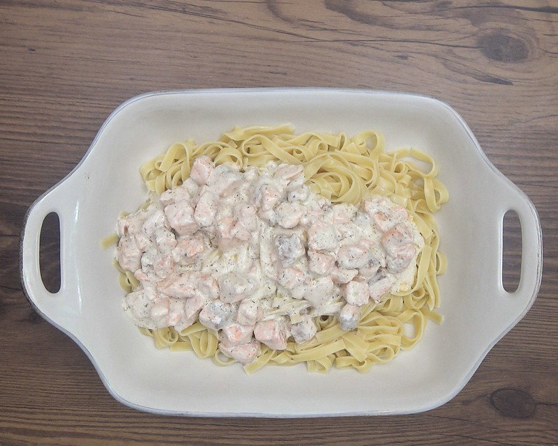 Tallarines o tagliatelle con salmón