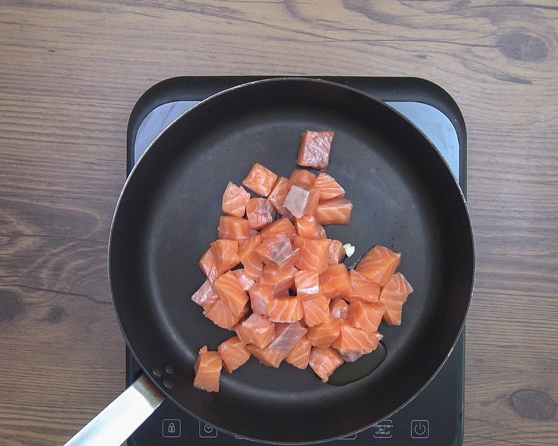 Tallarines o tagliatelle con salmón