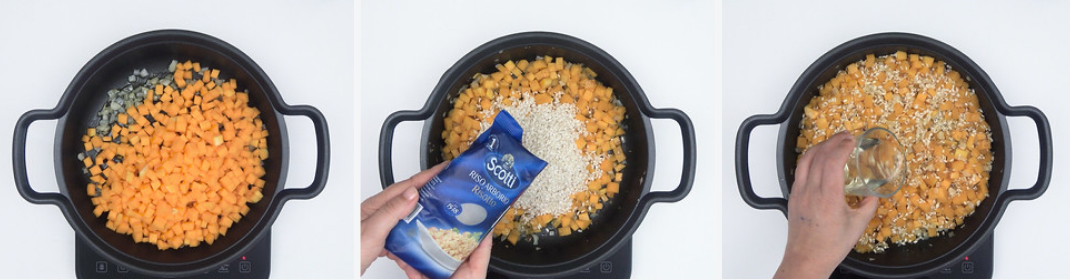 Risotto de calabaza y queso azul. Arroz de otoño
