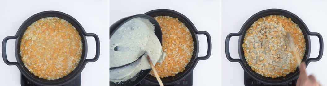 Risotto de calabaza y queso azul. Arroz de otoño
