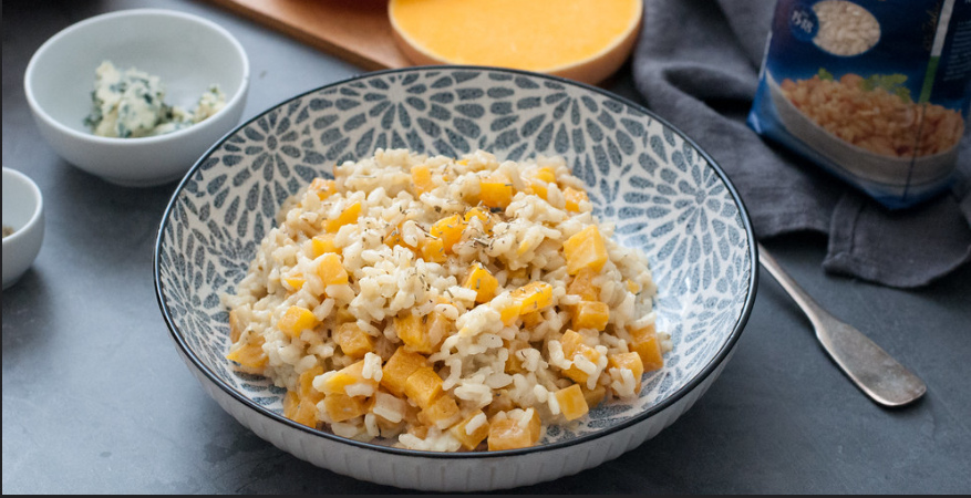 Risotto de calabaza y queso azul. Arroz de otoño