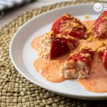 Pimientos del piquillo rellenos de rape y langostinos