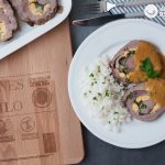 Rollo de ternera gallega rellena con foie y arroz blanco