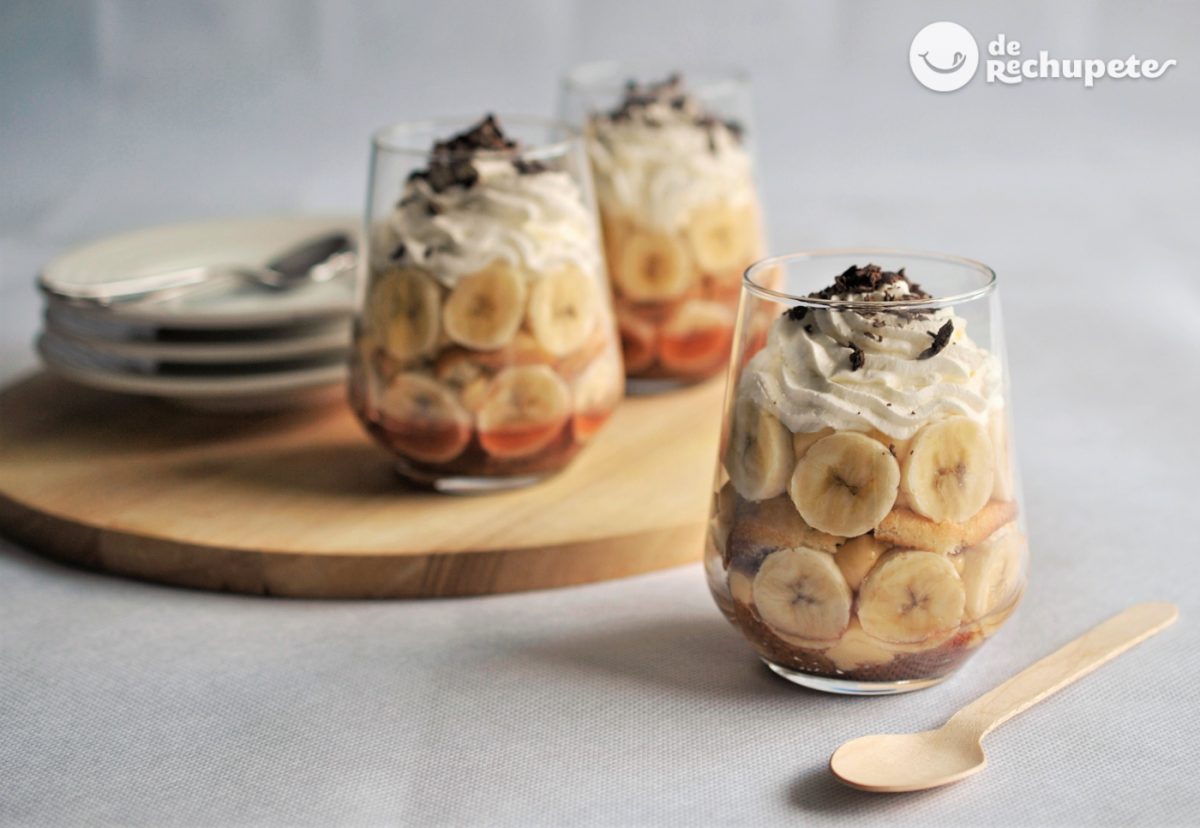 Trifle de plátano y crema pastelera
