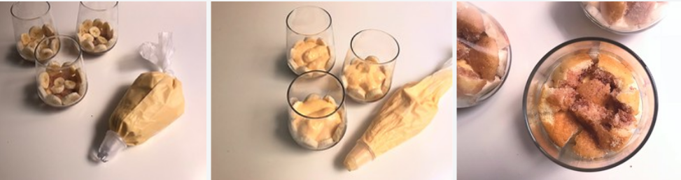 Trifle de plátano y crema pastelera