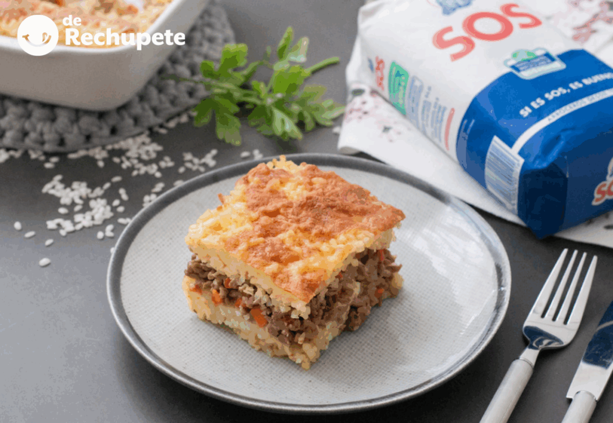 Pastel de arroz y carne picada