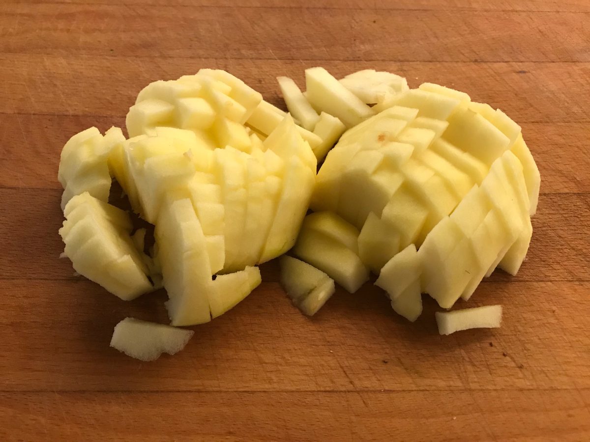 pudin de roscón de reyes y manzana paso 8