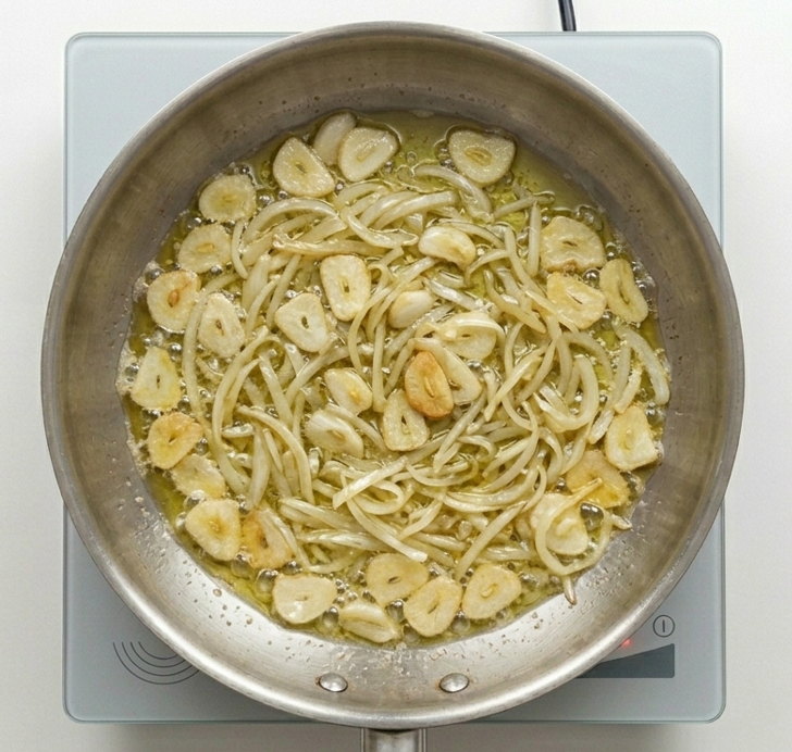 Bacalao encebollado y con pimientos al estilo canario
