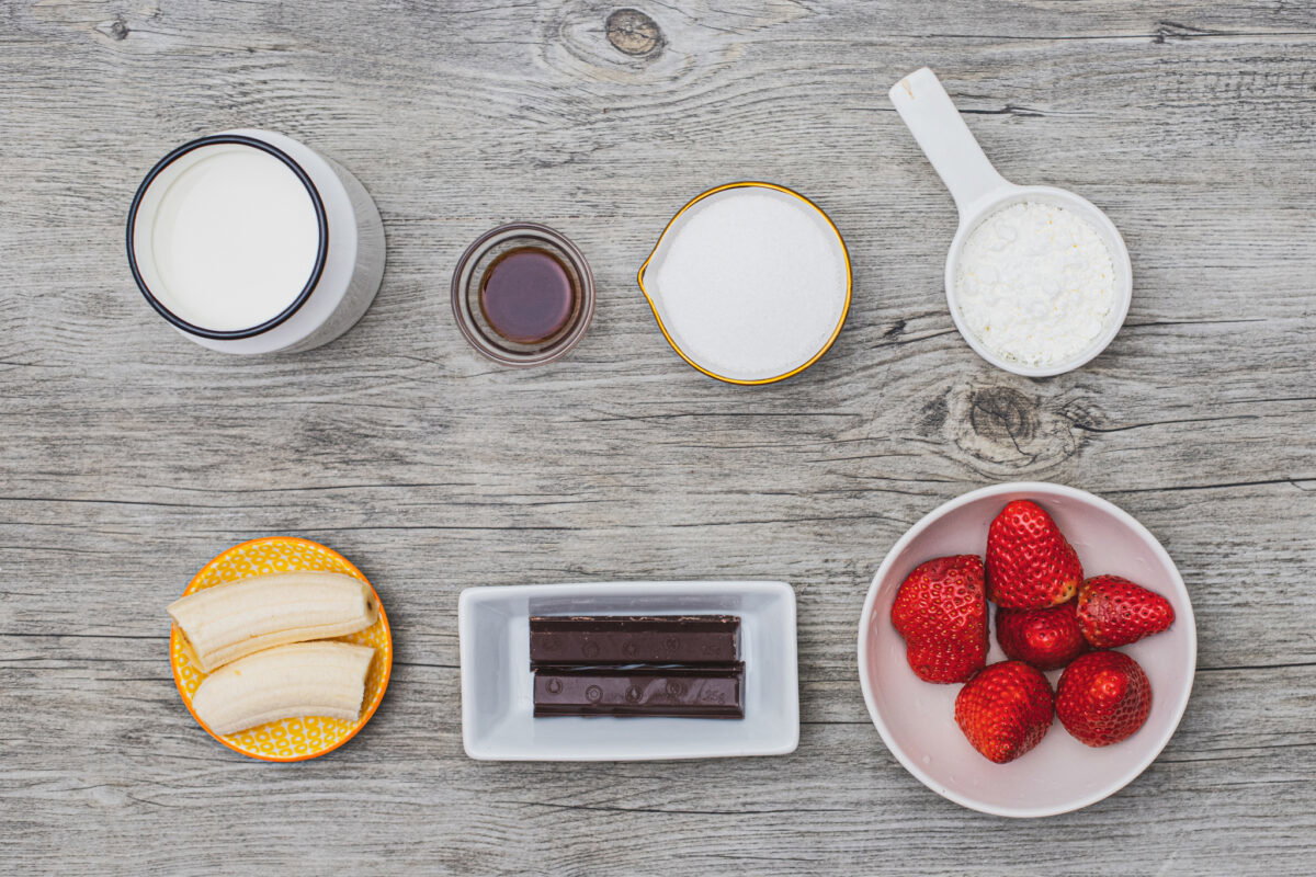 Pudin cremoso de fresas y plátano