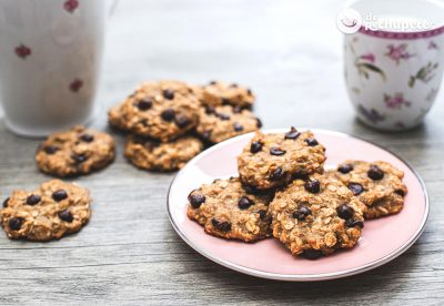 Galletas de avena plátano y chocolate