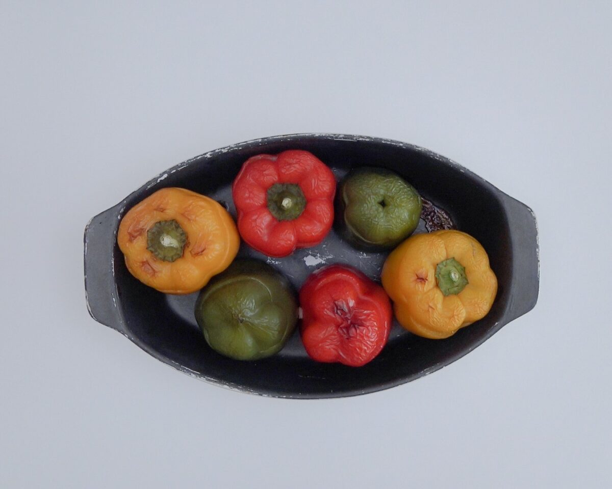 Pimientos rellenos de arroz y verduras. Receta paso a paso