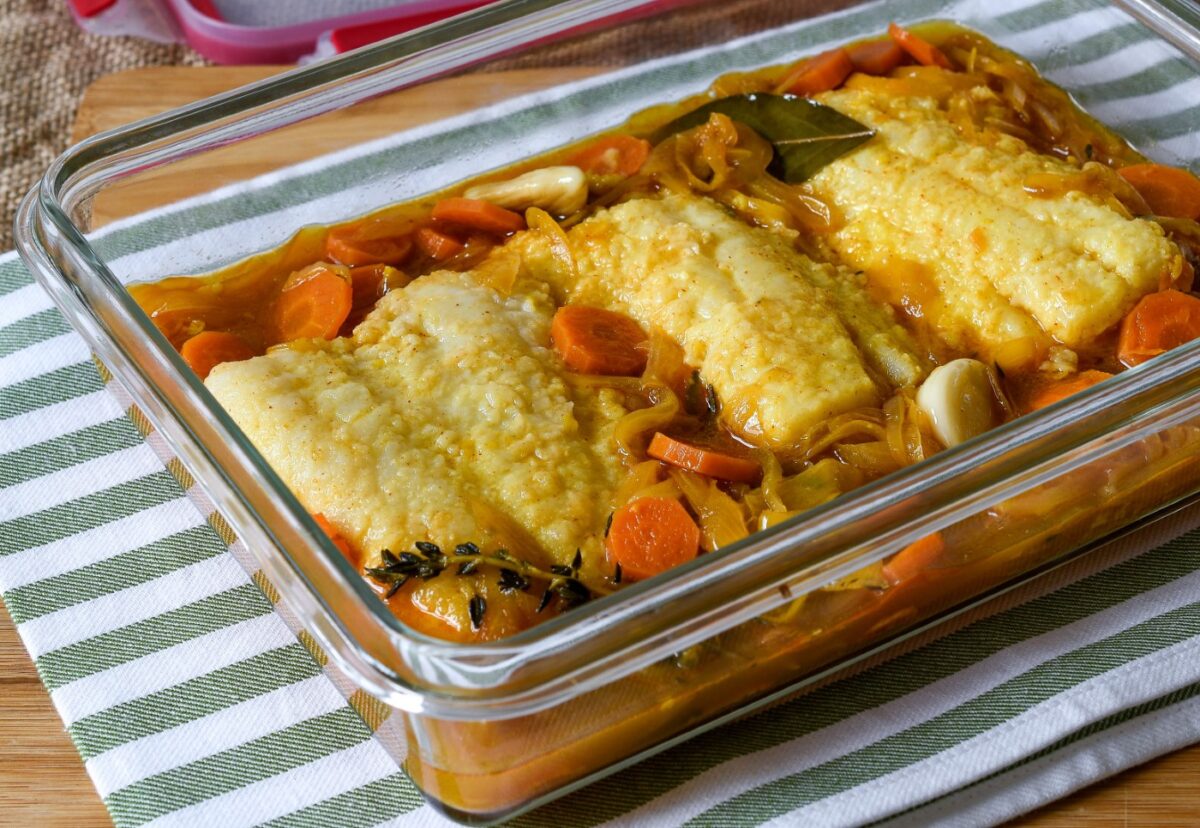 Bacalao en escabeche con naranja