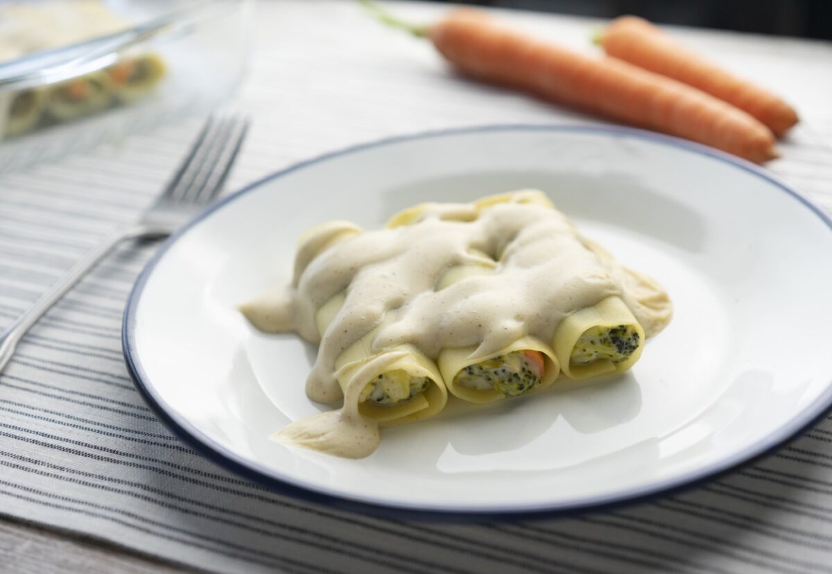 Canelones de brócoli y puerro