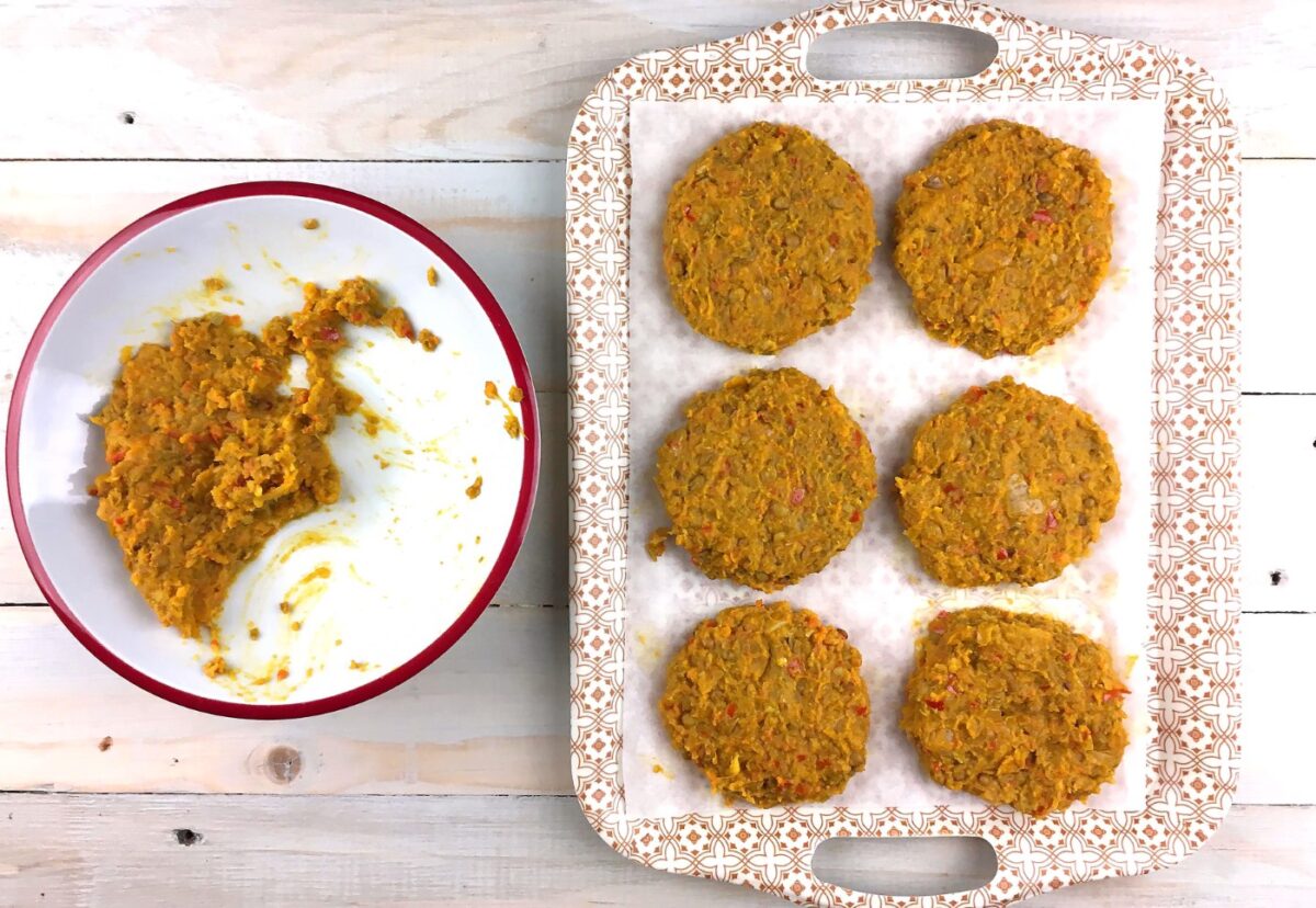 Hamburguesas veganas de lentejas y verduras
