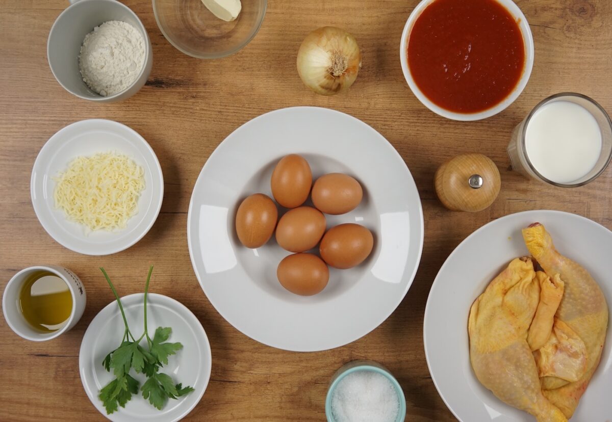 Huevos rellenos al horno con bechamel. Receta deliciosa paso a paso