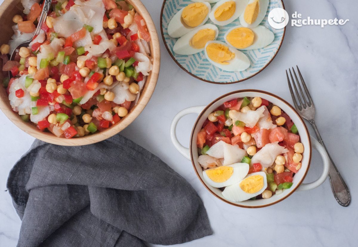 Ensalada de garbanzos con bacalao