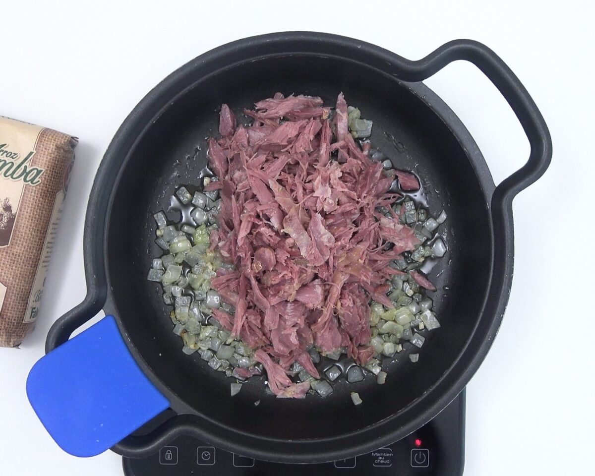 Arroz con confit de pato y verduras