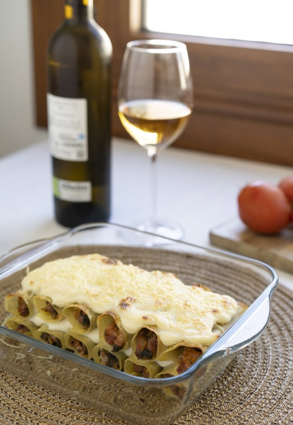 Canelones de lacón con grelos