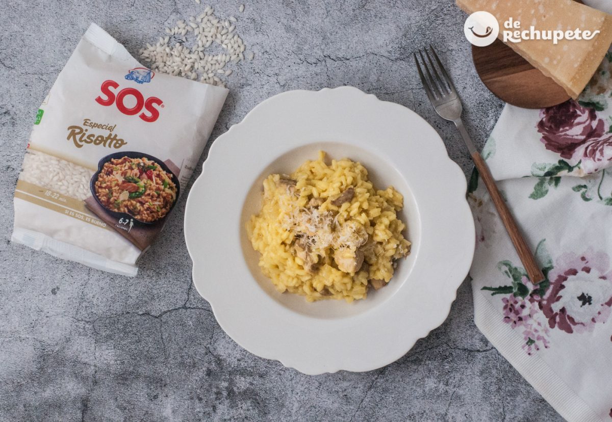 Risotto con pollo. Receta italiana paso a paso
