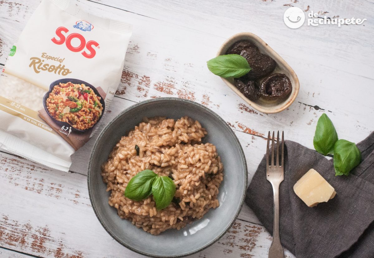 Risotto de tomates secos y albahaca