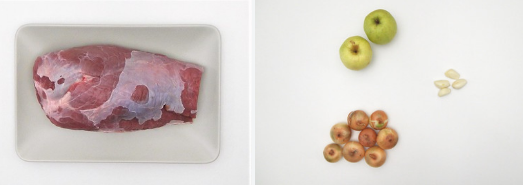 Rosbif de ternera con cebollitas y manzana confitada. Receta navideña paso a paso