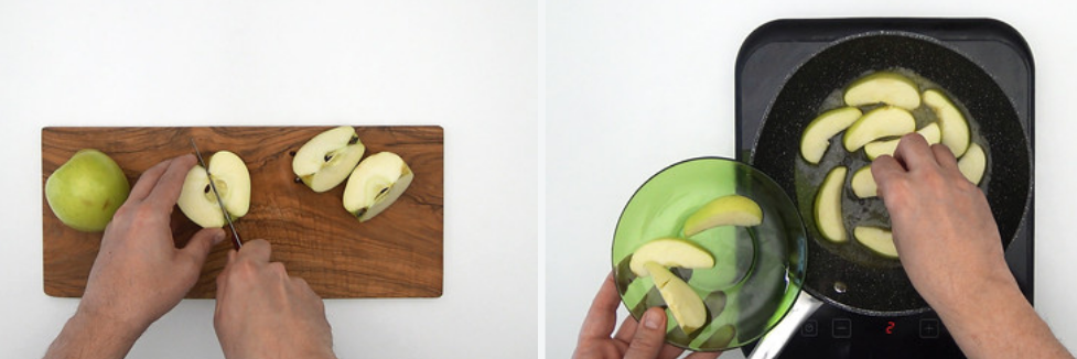 Rosbif de ternera con cebollitas y manzana confitada. Receta navideña paso a paso