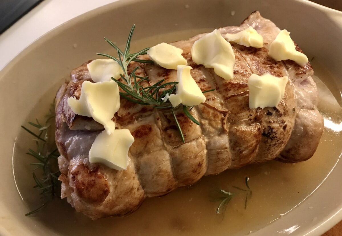 Redondo de cerdo relleno de manzana y nueces