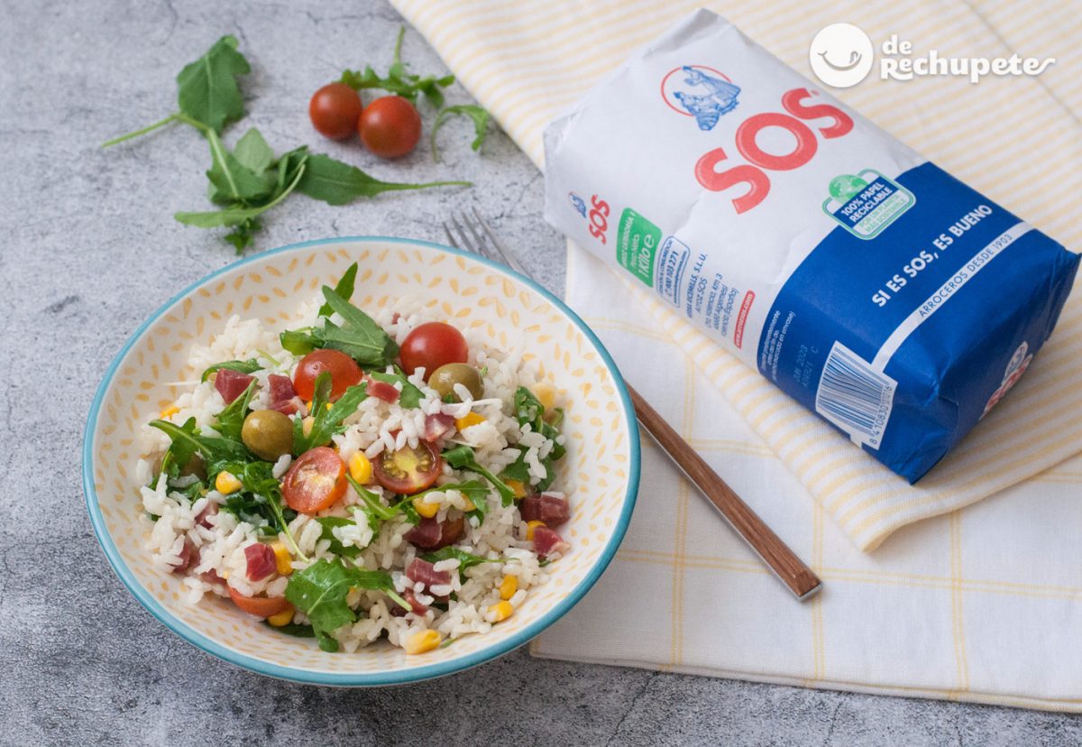 Ensalada de arroz con tomate y jamón. Ensalada veraniega paso a paso