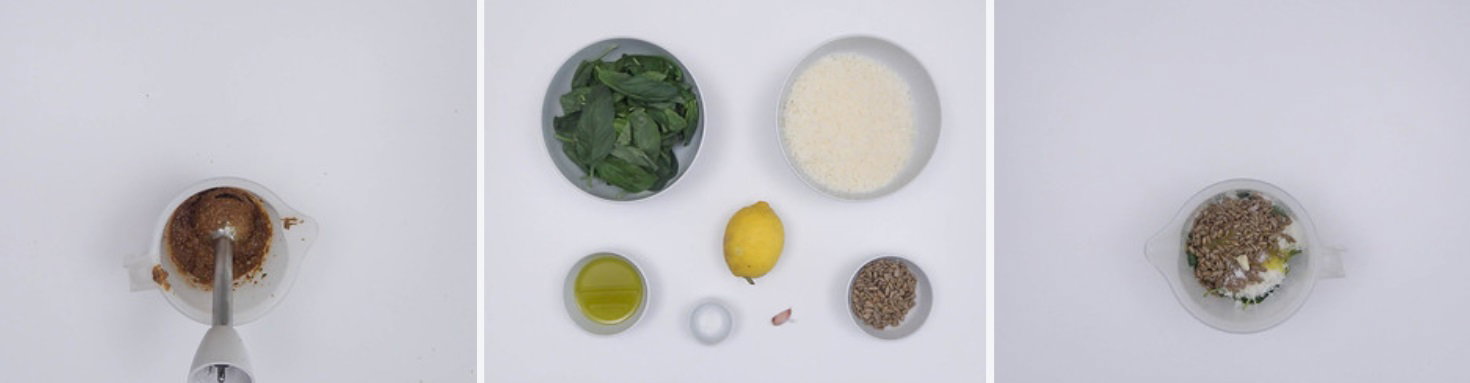 Salsas italianas al estilo pesto con frutos secos. Pesto verde y rojo paso a paso