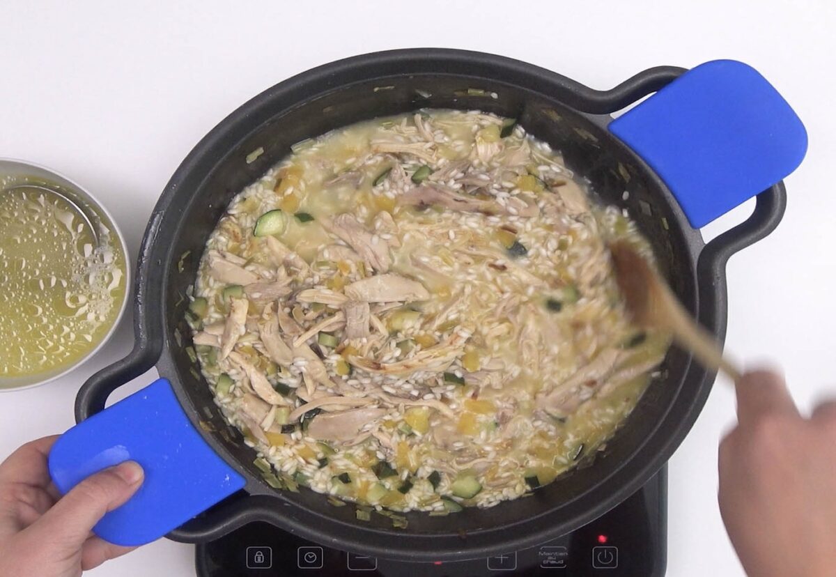Risotto de verduras con pollo