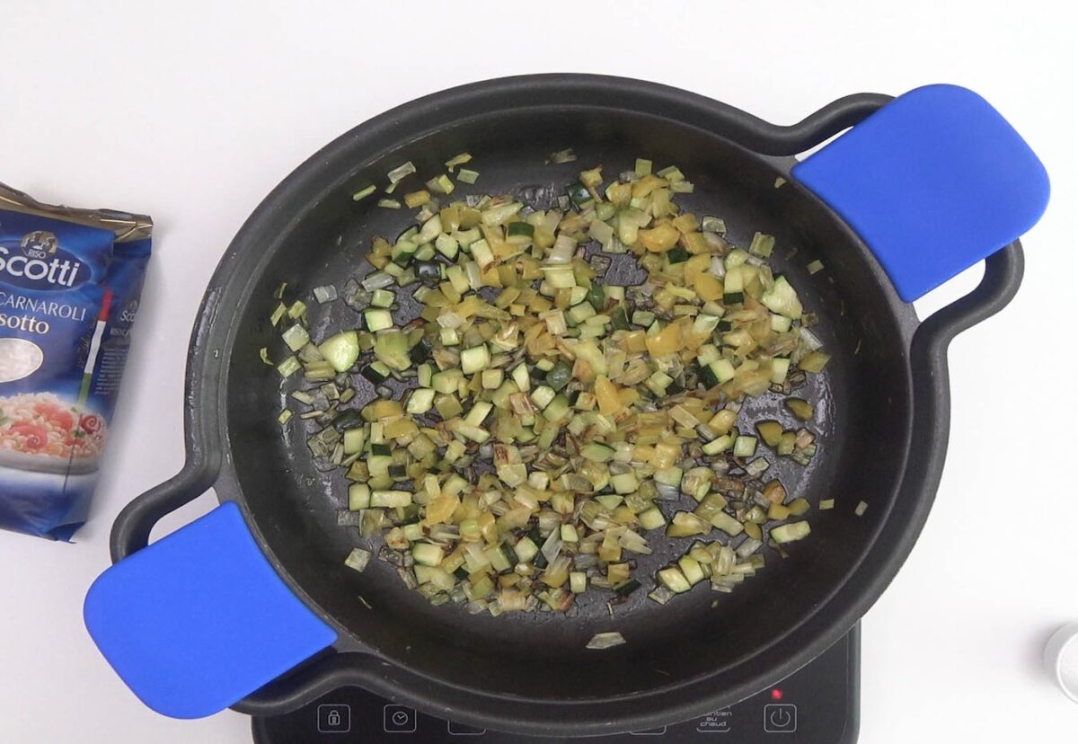 Risotto de verduras con pollo