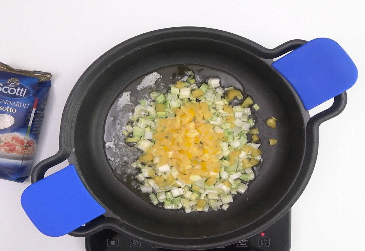 Risotto de verduras con pollo
